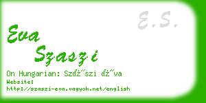 eva szaszi business card